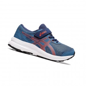 Azure / Cherry Tomato Kids' Asics CONTEND 8 PS Running Shoes | 612-QVUTNI