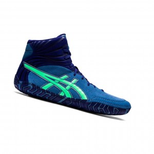 Azure / New Leaf Men's Asics AGGRESSOR 5 Wrestling Shoes | 139-EIFPOR