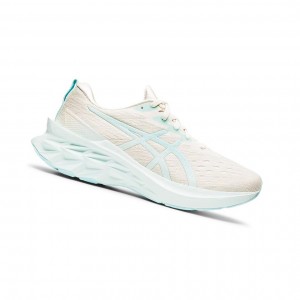 Birch / Clear Blue Women's Asics NOVABLAST 2 Running Shoes | 714-GRNLAM
