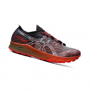 Black / Cherry Tomato Men's Asics Fuji Speed Trail Running Shoes | 126-ZXSALO