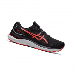 Black / Cherry Tomato Men's Asics GEL-CUMULUS 24 Running Shoes | 492-JCGMXW