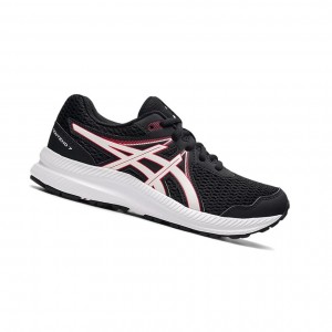Black / Electric Red Kids' Asics CONTEND 7 GS Running Shoes | 597-XJMGCP