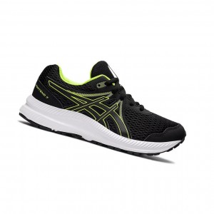 Black / Hazard Green Kids' Asics CONTEND 7 GS Running Shoes | 538-GNHDKM