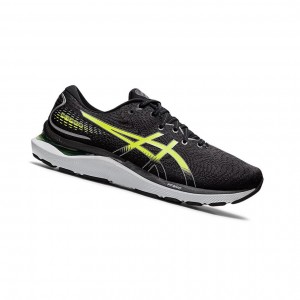 Black / Hazard Green Men's Asics GEL-CUMULUS 24 Running Shoes | 154-QGDIYJ