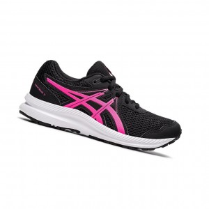 Black / Hot Pink Kids' Asics CONTEND 7 GS Running Shoes | 875-TSQPLM