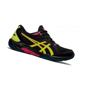 Black / Safety Yellow Men's Asics GEL-ROCKET 10 Volleyball Shoes | 792-FDEBAT
