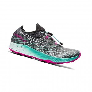 Black / Soothing Sea Women's Asics Fuji Speed Trail Running Shoes | 728-VDSBGT