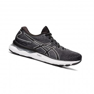 Black / White Women's Asics GEL-NIMBUS 24 (D) Running Shoes | 571-TJVBMP