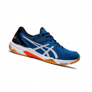 Blue / White Men's Asics GEL-ROCKET 10 Volleyball Shoes | 674-OTFHYQ