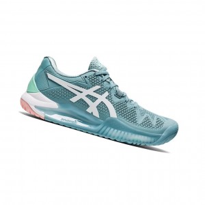 Blue / White Women's Asics GEL-Resolution 8 Tennis Shoes | 460-CKITVE