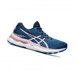 French Blue / Barely Rose Women's Asics GEL-NIMBUS 24 (D) Running Shoes | 056-LYTAMU