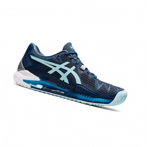 Light Indigo / Clear Blue Women's Asics GEL-RESOLUTION 8 (D) Tennis Shoes | 408-GEPJIS