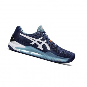 Mako Blue / White Men's Asics GEL-RESOLUTION 8 CLAY Tennis Shoes | 076-HDNTVF