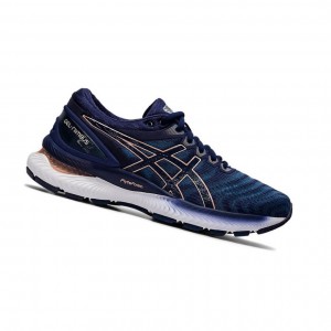 Navy Women's Asics GEL-NIMBUS 22 Running Shoes | 345-NWMASU