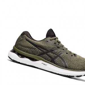 Olive Canvas / Gunmetal Men's Asics GEL-NIMBUS 24 Running Shoes | 063-XKGZJS