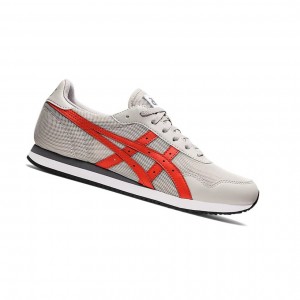 Oyster Grey / Red Clay Men's Asics TIGER RUNNER Sneakers | 270-SVOQRG