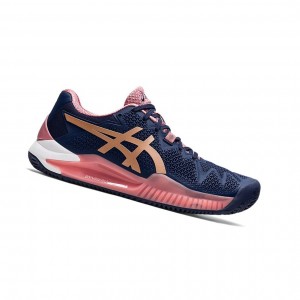 Peacoat / Rose Gold Women's Asics GEL-RESOLUTION 8 CLAY Tennis Shoes | 127-APREMX