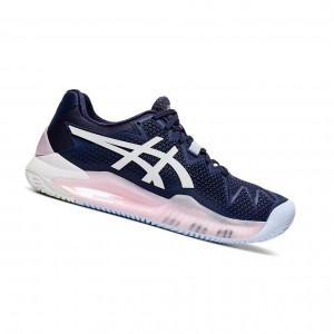 Peacoat / White Women's Asics GEL-RESOLUTION 8 CLAY Tennis Shoes | 142-EPWNFT