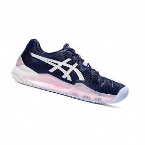 Peacoat / White Women's Asics GEL-Resolution 8 Tennis Shoes | 752-ASOZMW
