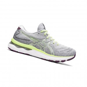 Piedmont Grey / Lime Green Women's Asics GEL-NIMBUS 24 (D) Running Shoes | 970-IFPQVS