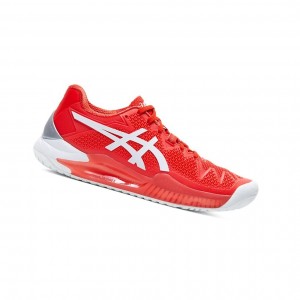 Red / White Women's Asics GEL-Resolution 8 Tennis Shoes | 481-MFNIVX