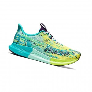 Safety Yellow / Soothing Sea Women's Asics NOOSA TRI 14 Running Shoes | 861-GTFLDK