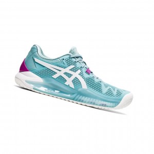 Smoke Blue / White Women's Asics GEL-RESOLUTION 8 (D) Tennis Shoes | 089-ASEVTO