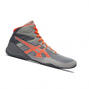 Stone Grey / Flash Coral Men's Asics MATFLEX 6 Wrestling Shoes | 416-KCHUQG
