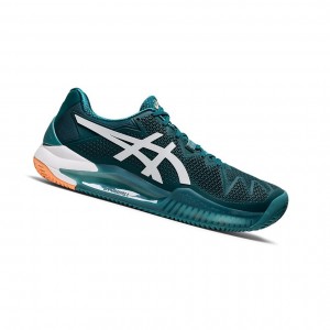 Velvet Pine / White Men's Asics GEL-RESOLUTION 8 CLAY Tennis Shoes | 708-LDWTCK