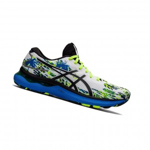 White / Black Men's Asics GEL-NIMBUS 24 Running Shoes | 508-RPYSGX