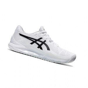 White / Black Men's Asics GEL-Resolution 8 Tennis Shoes | 138-GZHVTR