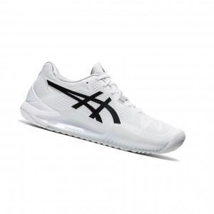 White / Black Women's Asics GEL-Resolution 8 Tennis Shoes | 681-DKGMUW
