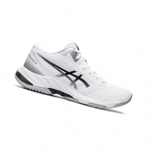 White / Black Women's Asics NETBURNER BALLISTIC FF MT 3 Volleyball Shoes | 245-JWBZER