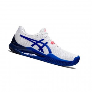 White / Blue Women's Asics GEL-Resolution 8 Tennis Shoes | 236-CLFKVR