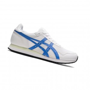 White / Blue Women's Asics TIGER RUNNER Sneakers | 749-FSJNIO