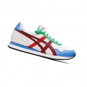 White / Burgundy Women's Asics TIGER RUNNER Sneakers | 021-NMGUCJ