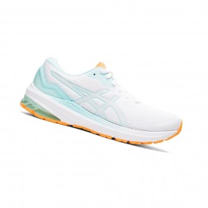 White / Clear Blue Women's Asics GT-1000 11 Running Shoes | 631-ABRWUF