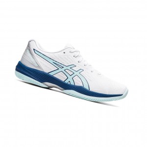 White / Clear Blue Women's Asics SOLUTION SWIFT FF Tennis Shoes | 804-AGHFWQ