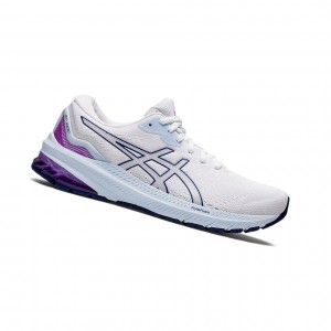 White / Dive Blue Women's Asics GT-1000 11 Running Shoes | 876-AWLKVR