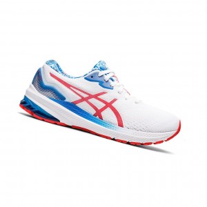 White / Electric Red Women's Asics GT-1000 11 STANDARD RET Running Shoes | 462-FDLBYX