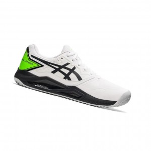 White / Green Gecko Men's Asics GEL-CHALLENGER 13 Tennis Shoes | 620-THICOZ