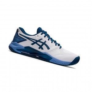 White / Light Indigo Men's Asics GEL-CHALLENGER 13 Tennis Shoes | 746-GXSFLK