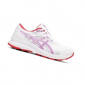 White / Orchid Kids' Asics CONTEND 8 GS Running Shoes | 476-JWFYRE