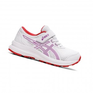 White / Orchid Kids' Asics CONTEND 8 PS Running Shoes | 591-HYARFN