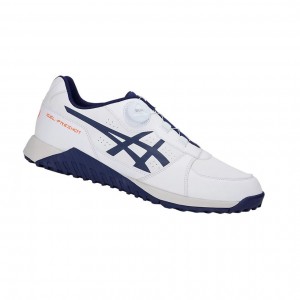White / Peacoat Men's Asics GEL-PRESHOT BOA Golf Shoes | 736-UPTJGM