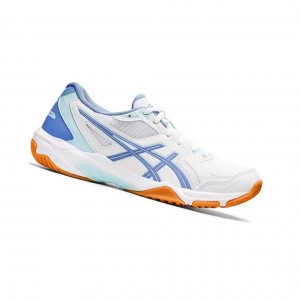 White / Periwinkle Blue Women's Asics GEL-ROCKET 10 Volleyball Shoes | 540-NBYCAW