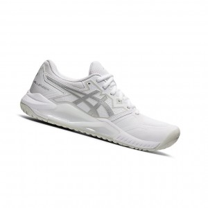 White / Pure Silver Women's Asics GEL-CHALLENGER 13 Tennis Shoes | 631-FPIVQE