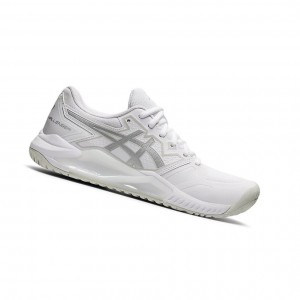White / Pure Silver Women's Asics GEL-CHALLENGER 13 Tennis Shoes | 820-VRMEXC