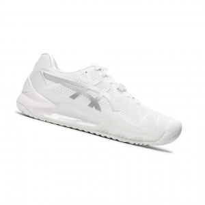 White / Pure Silver Women's Asics GEL-Resolution 8 Tennis Shoes | 069-MRBFUY