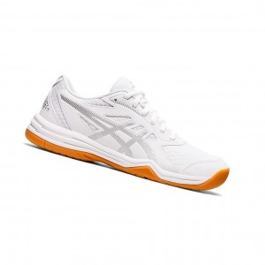 White / Pure Silver Women's Asics UPCOURT 5 Volleyball Shoes | 672-MQBSWG